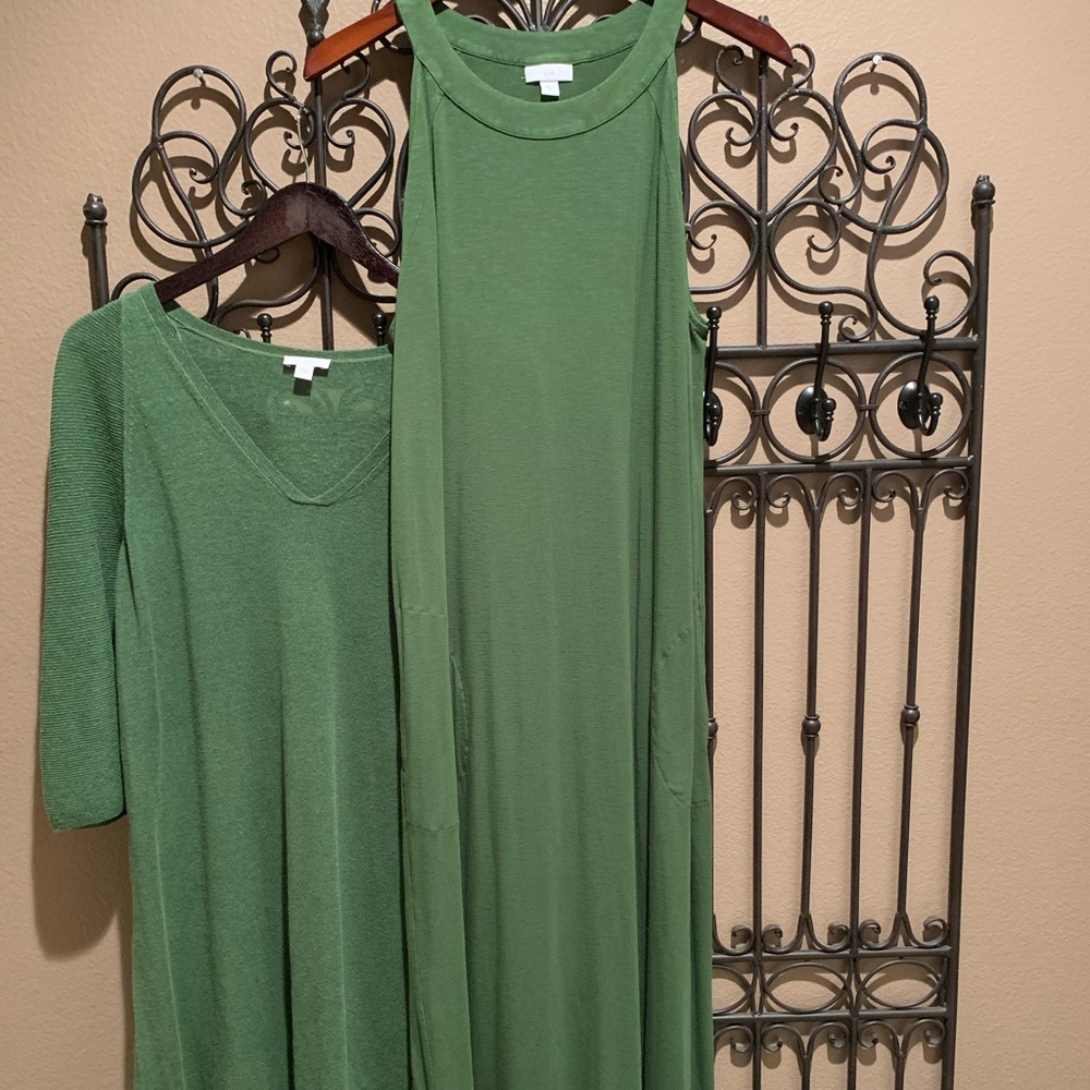 J Jill 2 Piece Green Sweater Dress Set